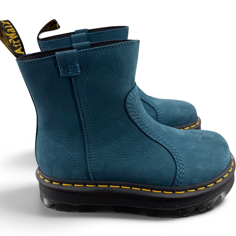 Dr. Martens Zebzag Rigger Teal Blue Nubuck Platform Slip On Boots Women 6